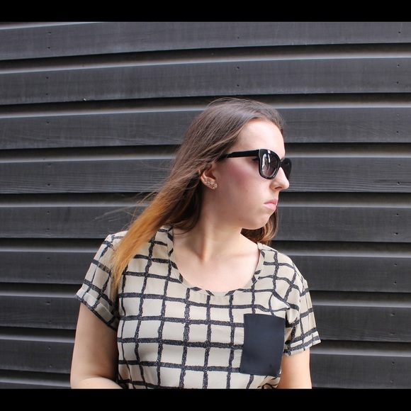 Rag and Bone Silk Windowpane T-Shirt - Picture 5 of 6